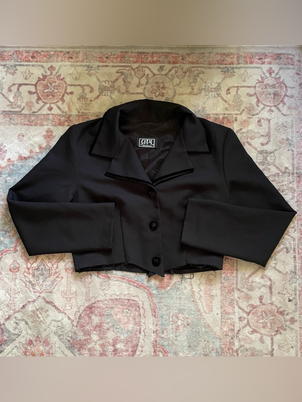 Black Cropped Women's Blazer Jacket
